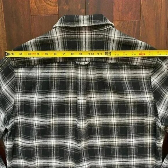 Jachs Mens Flannel Shirt Button Front Long Sleeves Plaid Black White Medium - Picture 10 of 16